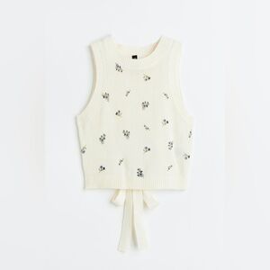 Divided by H&M tie-detail floral sweater vest, size S, GUC